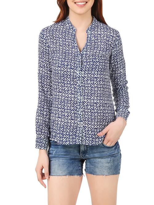blue printed cotton regular shirt - 13367405 - Standard Image - 1