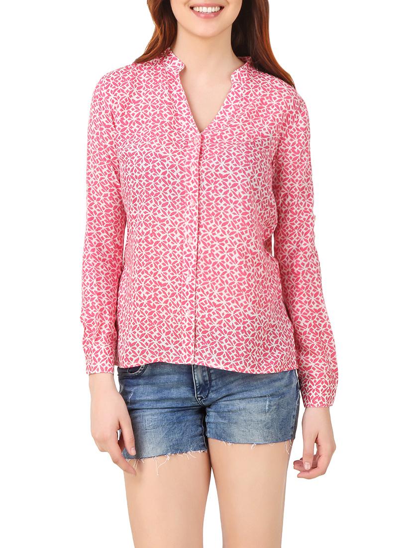 pink printed cotton regular shirt - 13367406 - Zoom Image - 1