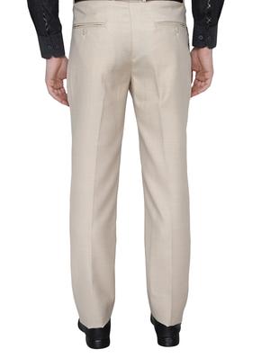 beige polyester flat front trousers formal - 13367587 - Standard Image - 3