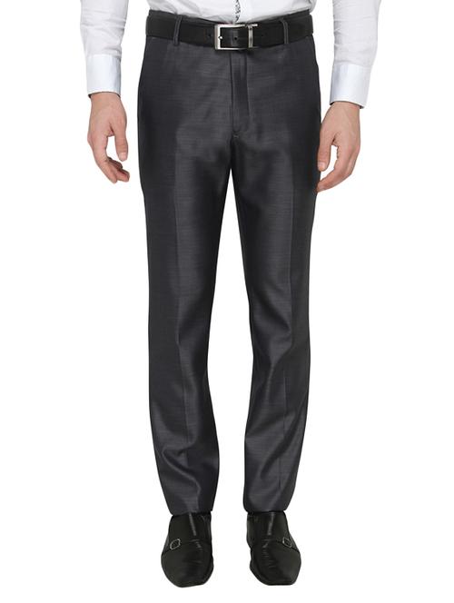 grey polyester flat front trousers formal trouser - 13367593 - Standard Image - 1