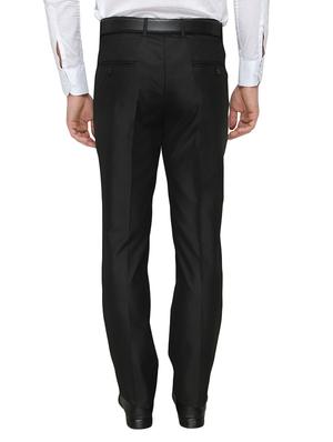 black polyester flat front trousers formal - 13367595 - Standard Image - 3