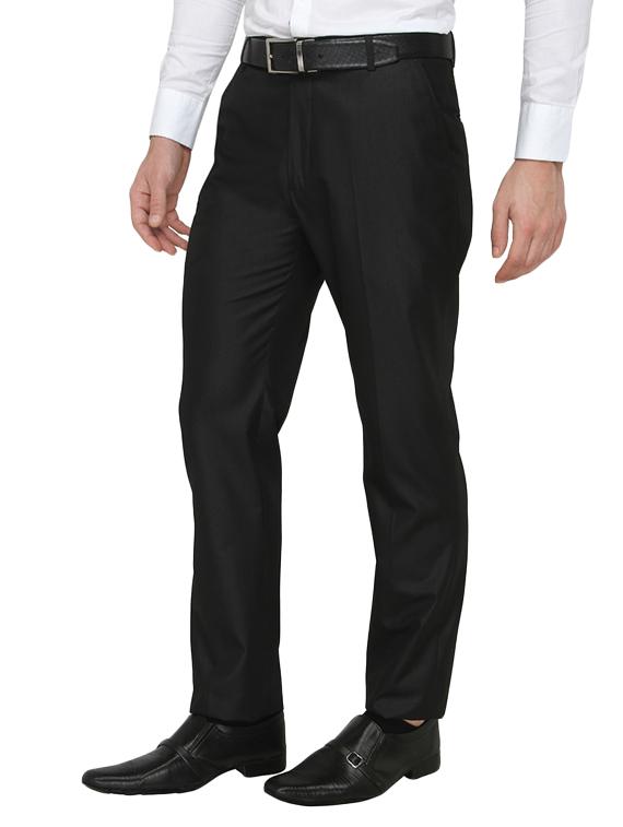 black polyester flat front trousers formal - 13367595 - Zoom Image - 2