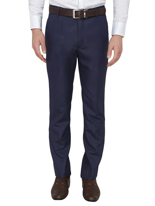 blue polyester flat front trousers formal - 13367596 - Standard Image - 1