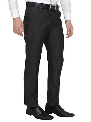 black polyester flat front trousers formal trouser - 13367597 - Standard Image - 2