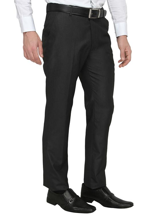 black polyester flat front trousers formal trouser - 13367597 - Zoom Image - 2