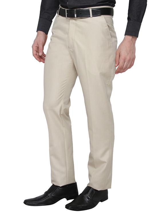 beige polyester flat front trousers formal - 13367598 - Zoom Image - 2