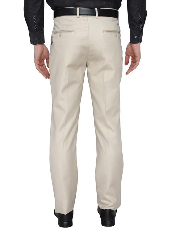 beige polyester flat front trousers formal - 13367598 - Zoom Image - 3