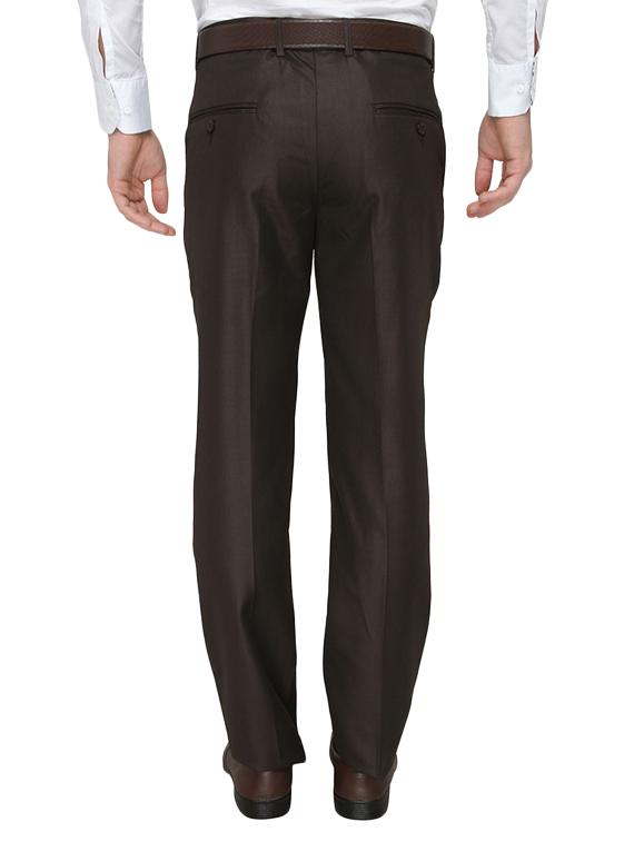 brown polyester flat front trousers formal - 13367601 - Zoom Image - 3