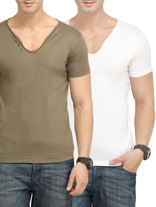 brown white set of 2 cotton t-shirt - 13368695 - Standard Image - 1