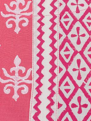 white and pink cotton high low block printed kurta - 13371902 - Standard Image - 5