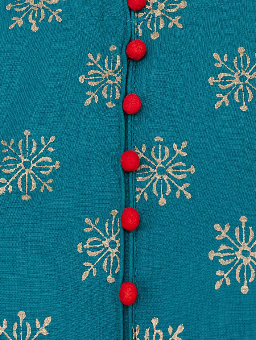 blue cotton flared kurta - 13371908 - Zoom Image - 4