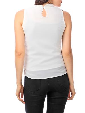 solid white poly georgette top - 13372210 - Standard Image - 3