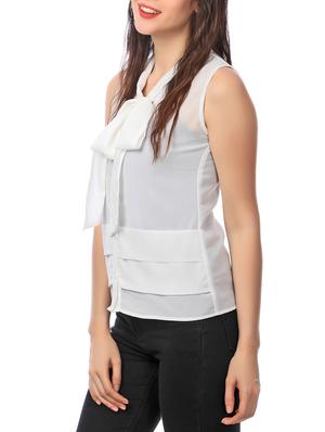 solid white georgette shirt - 13373243 - Standard Image - 2