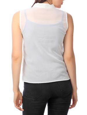 solid white georgette shirt - 13373243 - Standard Image - 3