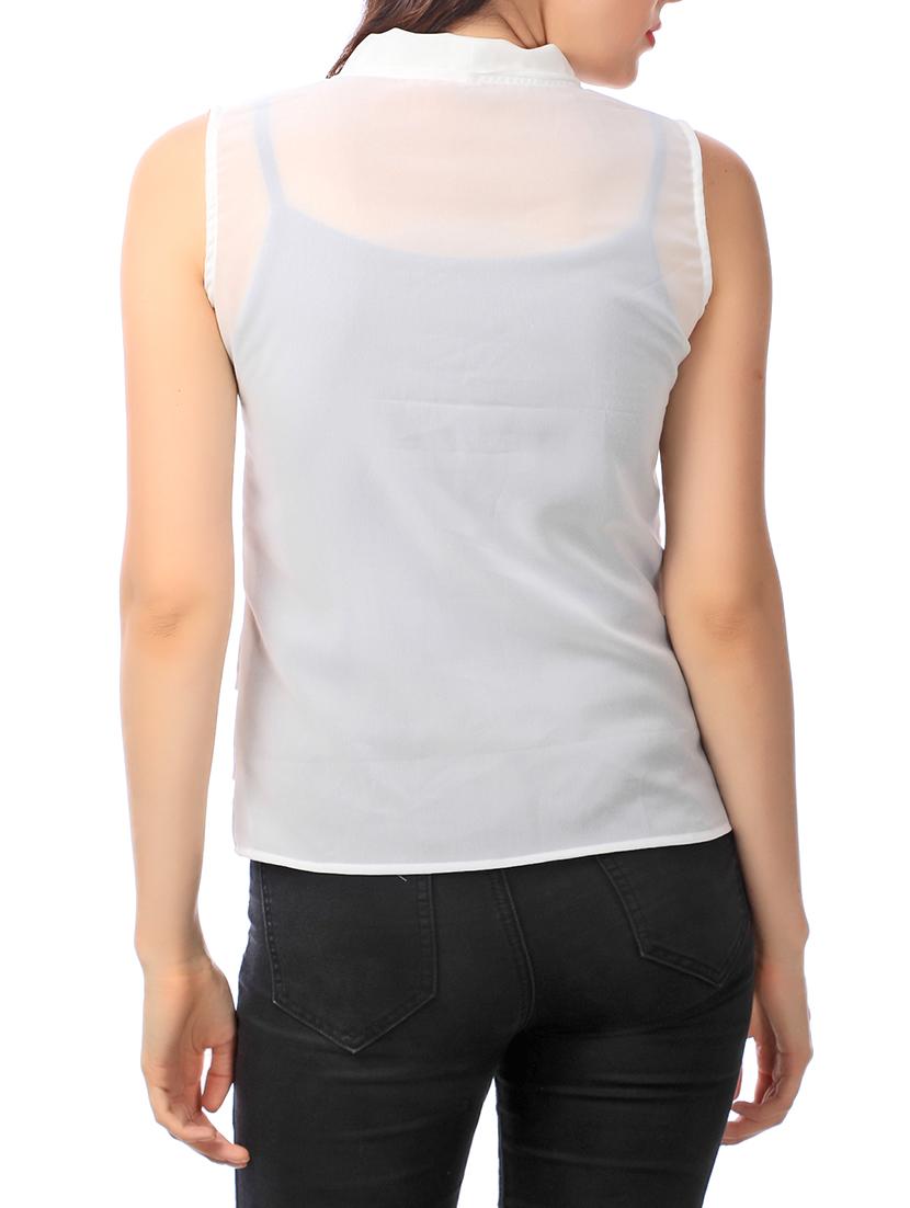 solid white georgette shirt - 13373243 - Zoom Image - 3
