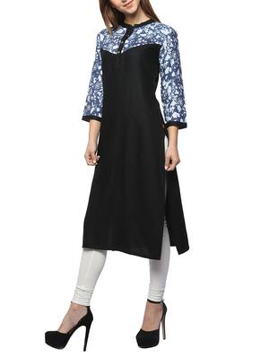 blue viscose straight kurta - 13376594 - Standard Image - 2