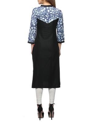 blue viscose straight kurta - 13376594 - Standard Image - 3