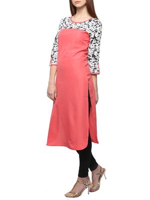 pink crepe straight kurta - 13376599 - Standard Image - 2