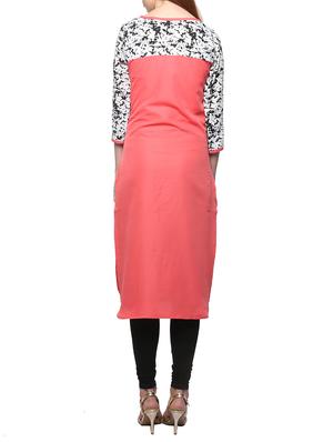 pink crepe straight kurta - 13376599 - Standard Image - 3