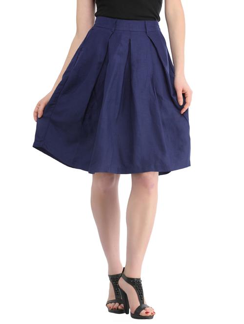 blue cotton box pleat skirts - 13386455 - Standard Image - 1