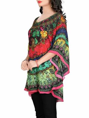 multicolored printed georgette kaftan - 13386919 - Standard Image - 2