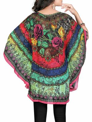 multicolored printed georgette kaftan - 13386919 - Standard Image - 3