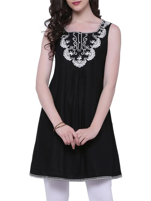 black viscose regular tunic - 13387645 - Standard Image - 1