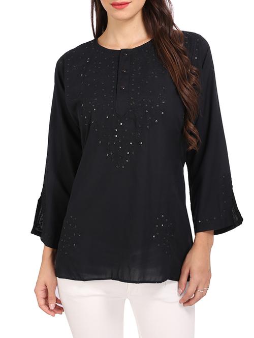 black viscose regular top - 13387887 - Standard Image - 1