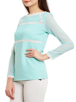 lace insert pin tucks detail top - 13388111 - Standard Image - 2