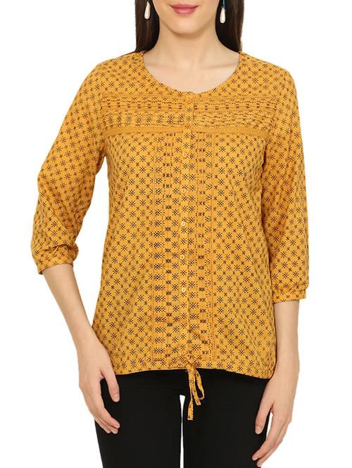 yellow printed cotton regular top - 13389998 - Standard Image - 1