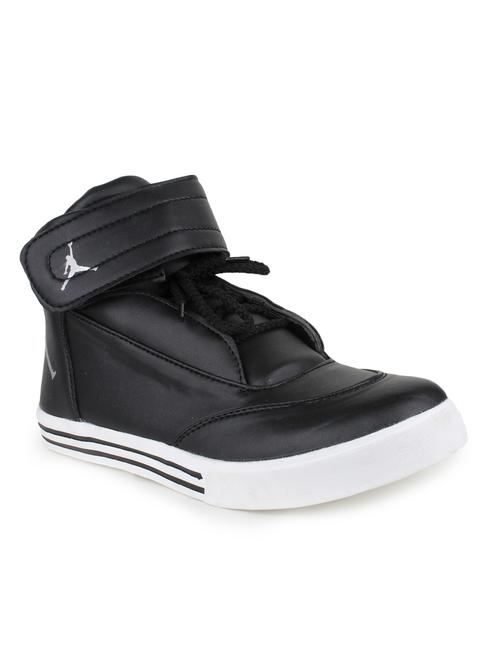 black leatherette lace up sneaker - 13390619 - Standard Image - 1