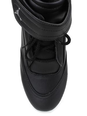 black leatherette lace up sneaker - 13390619 - Standard Image - 3
