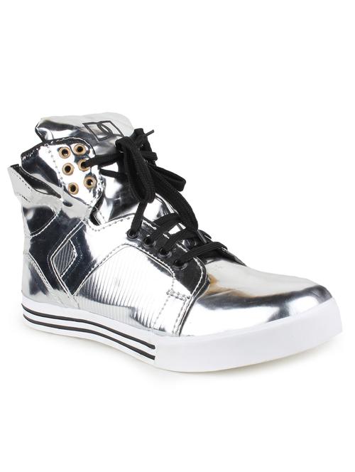 silver leatherette lace up sneaker - 13390638 - Very Small Image - 1