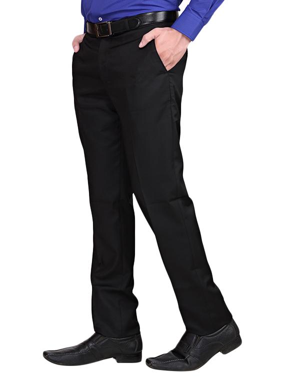 black polyester flat front trousers formal - 13392267 - Zoom Image - 2