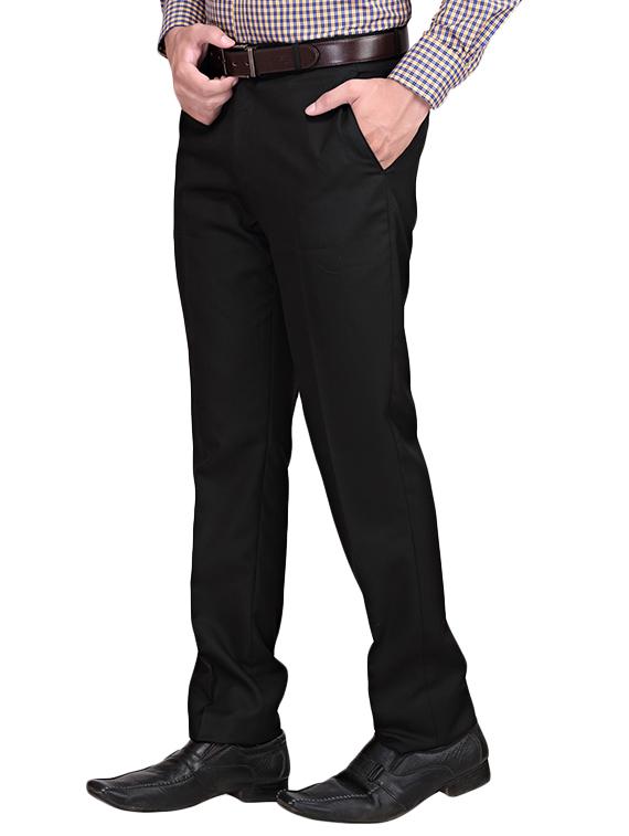 black polyester flat front trousers formal - 13392269 - Zoom Image - 2