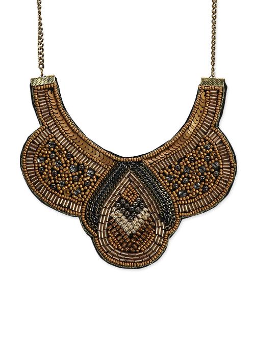 Lass Vogue gold metal heavy statement necklace - 13393439 -  Standard Image - 0