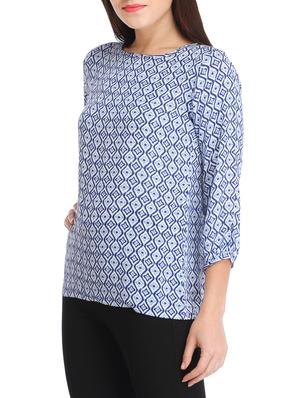 boat neck printed top - 13393722 - Standard Image - 2