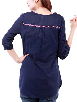 tie up neck embroidered tunic - 13394174 - Standard Image - 3