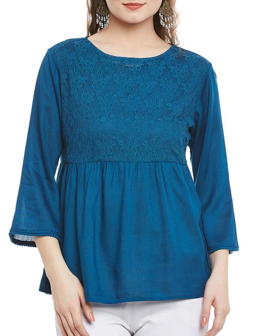 blue rayon regular top - 13395126 - Standard Image - 1