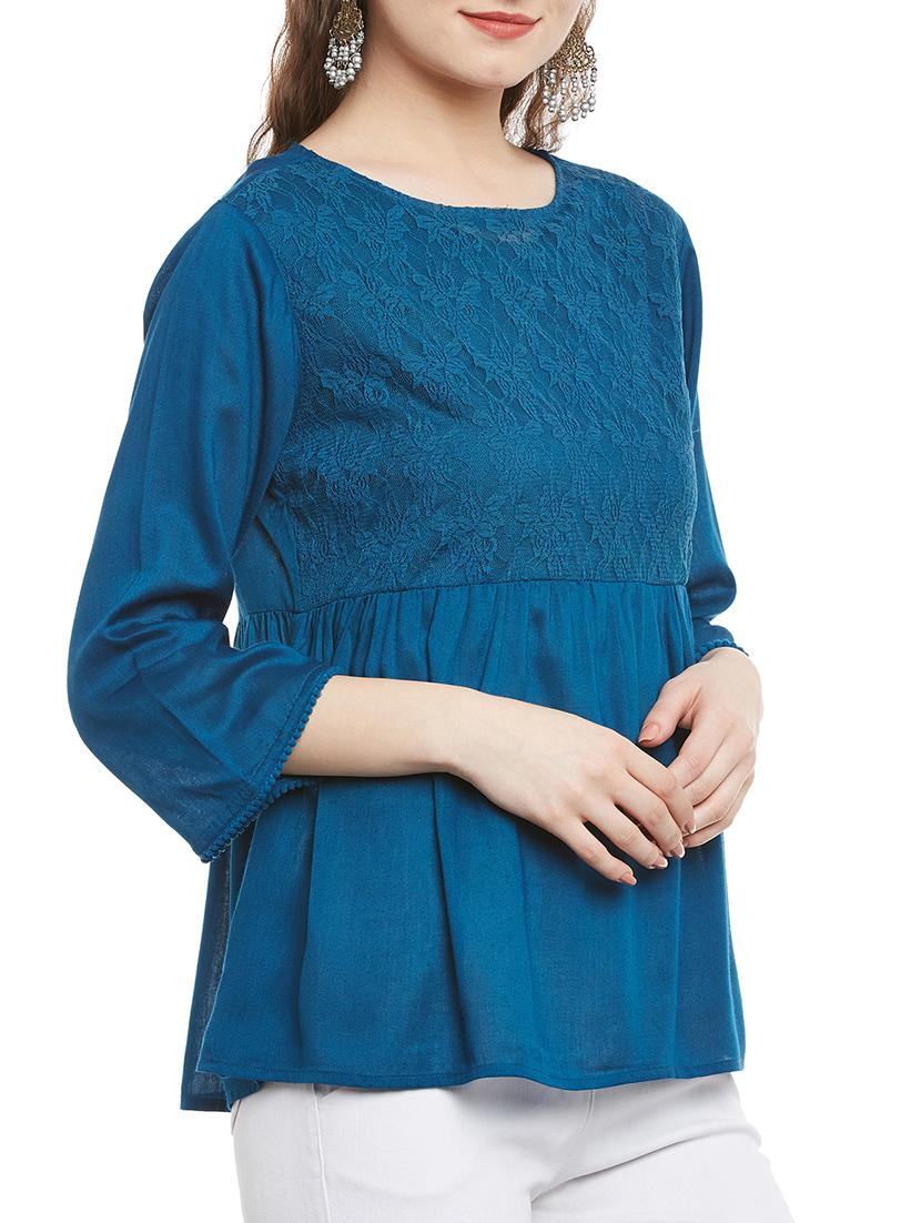 blue rayon regular top - 13395126 - Zoom Image - 2
