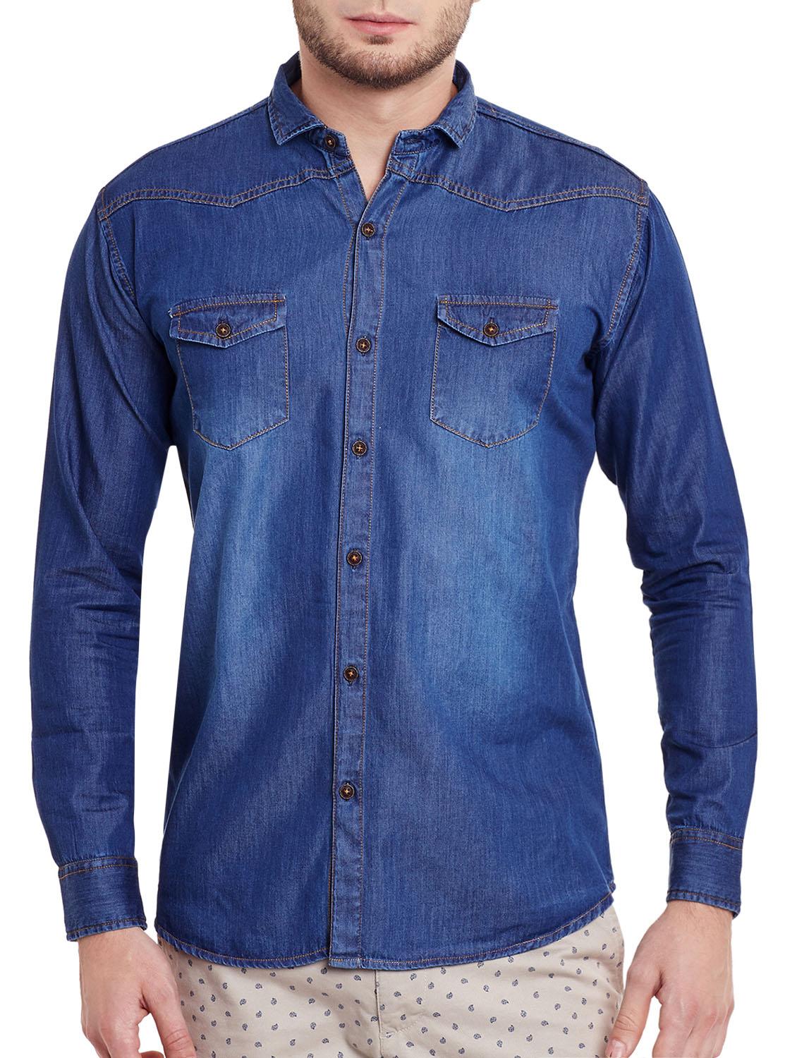 blue denim casual shirt - 13397930 - Zoom Image - 1