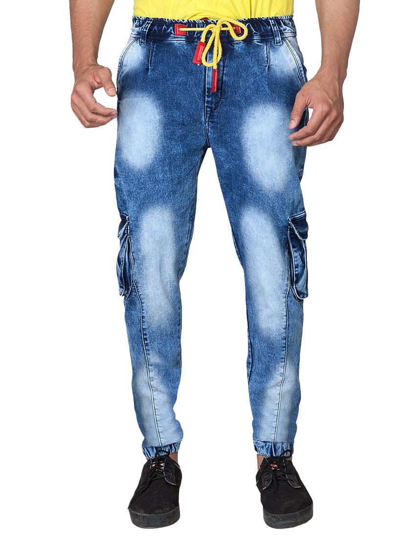 blue denim washed joggers - 13398011 - Zoom Image - 1