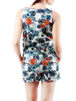 drawstring button detail tropical romper - 13398100 - Standard Image - 4