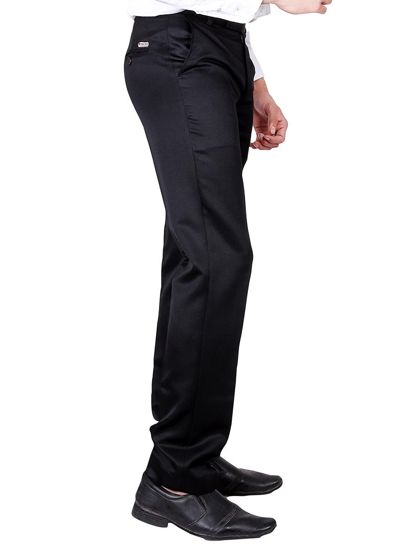 black cotton flat front trousers formal - 13398316 - Zoom Image - 2