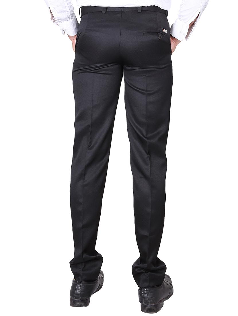 black cotton flat front trousers formal - 13398316 - Zoom Image - 3