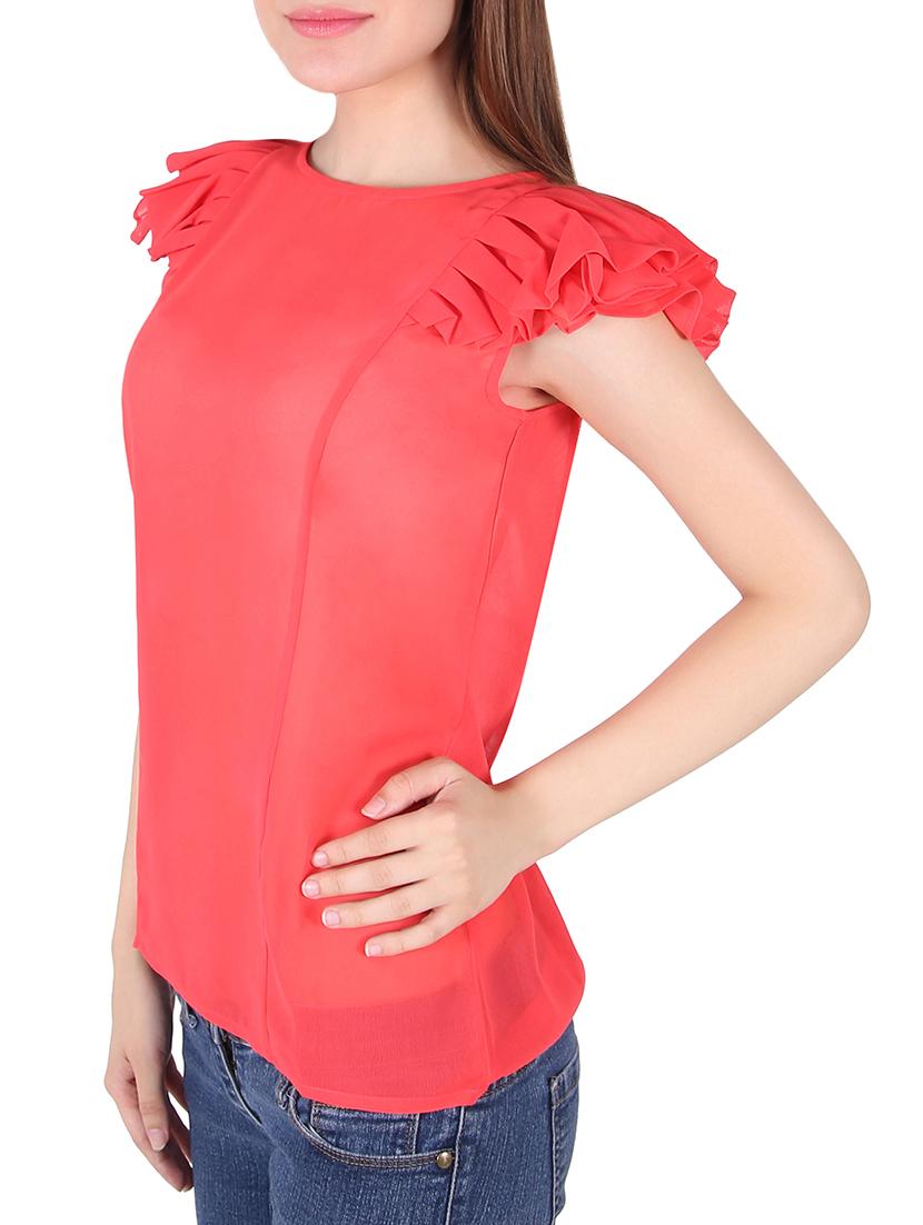 red crepe top - 13410371 - Zoom Image - 2