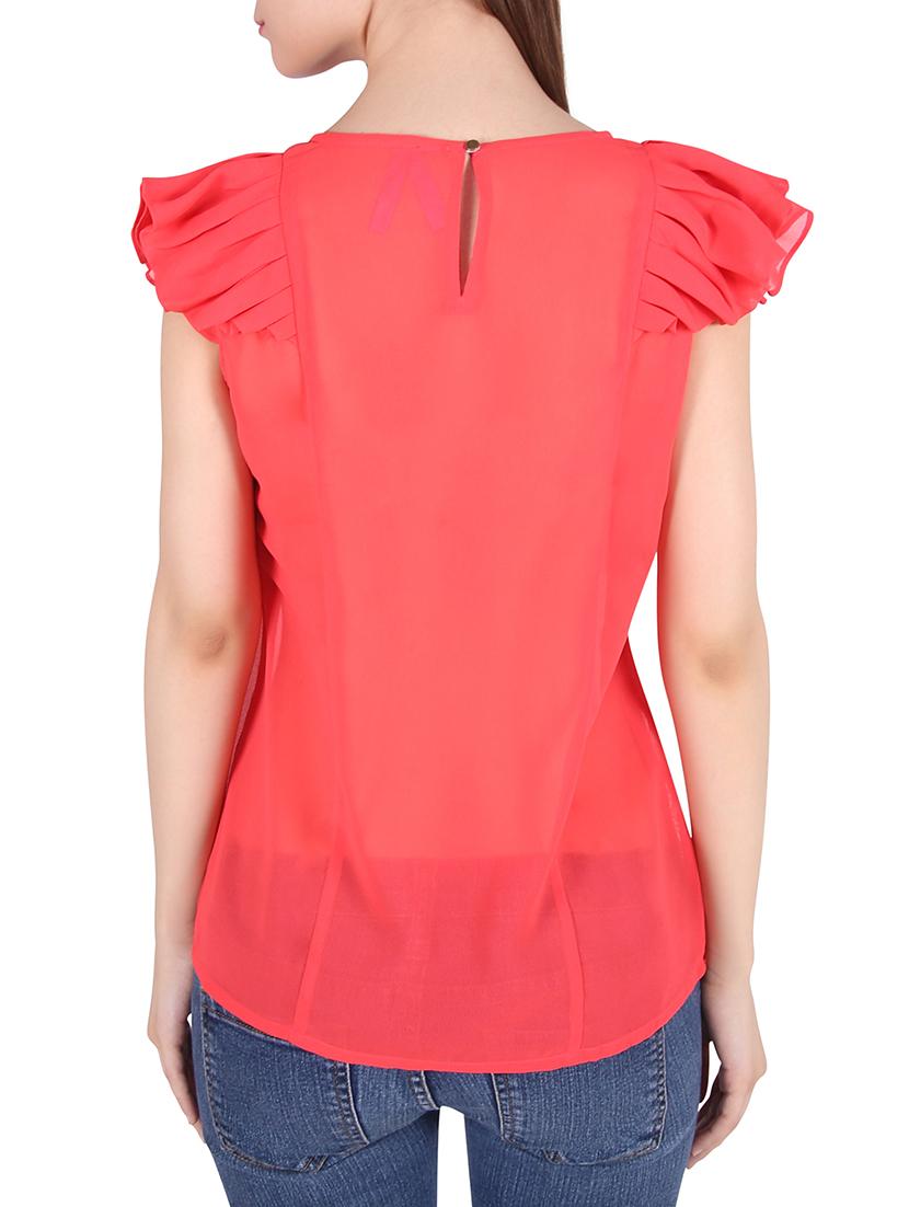 red crepe top - 13410371 - Zoom Image - 3
