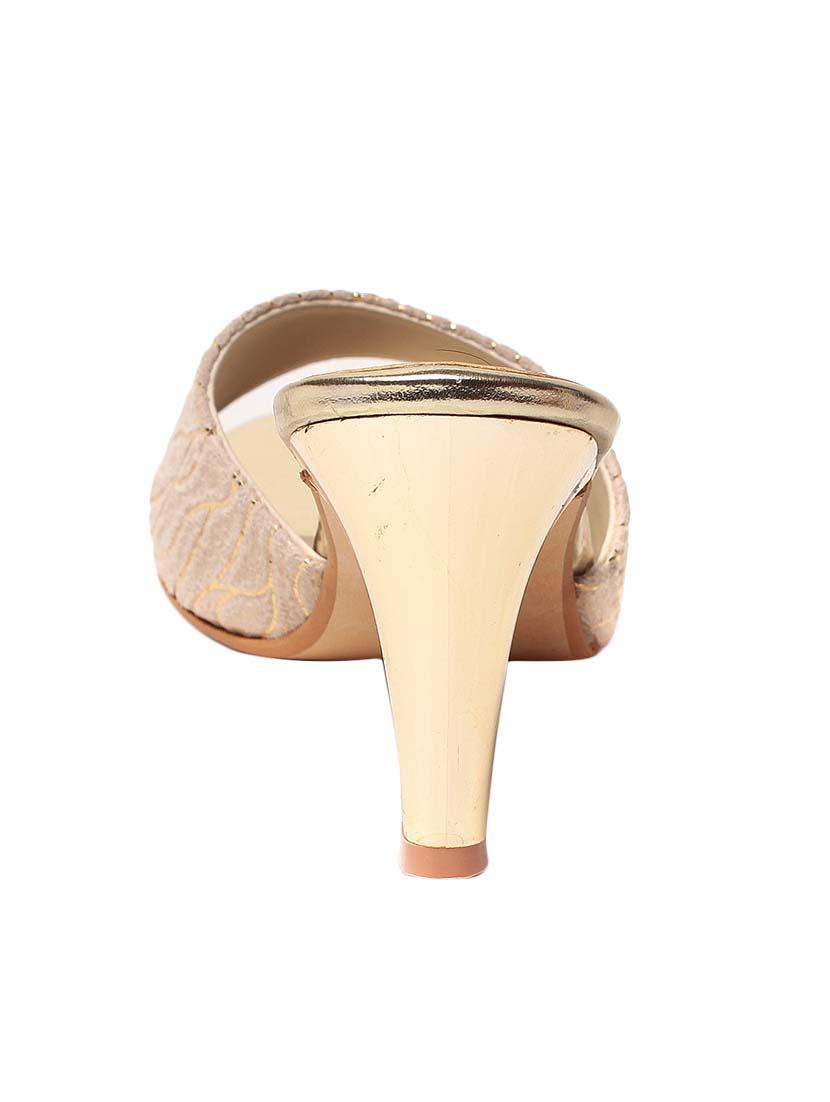 gold leatherette slip on sandals - 13410847 - Zoom Image - 3