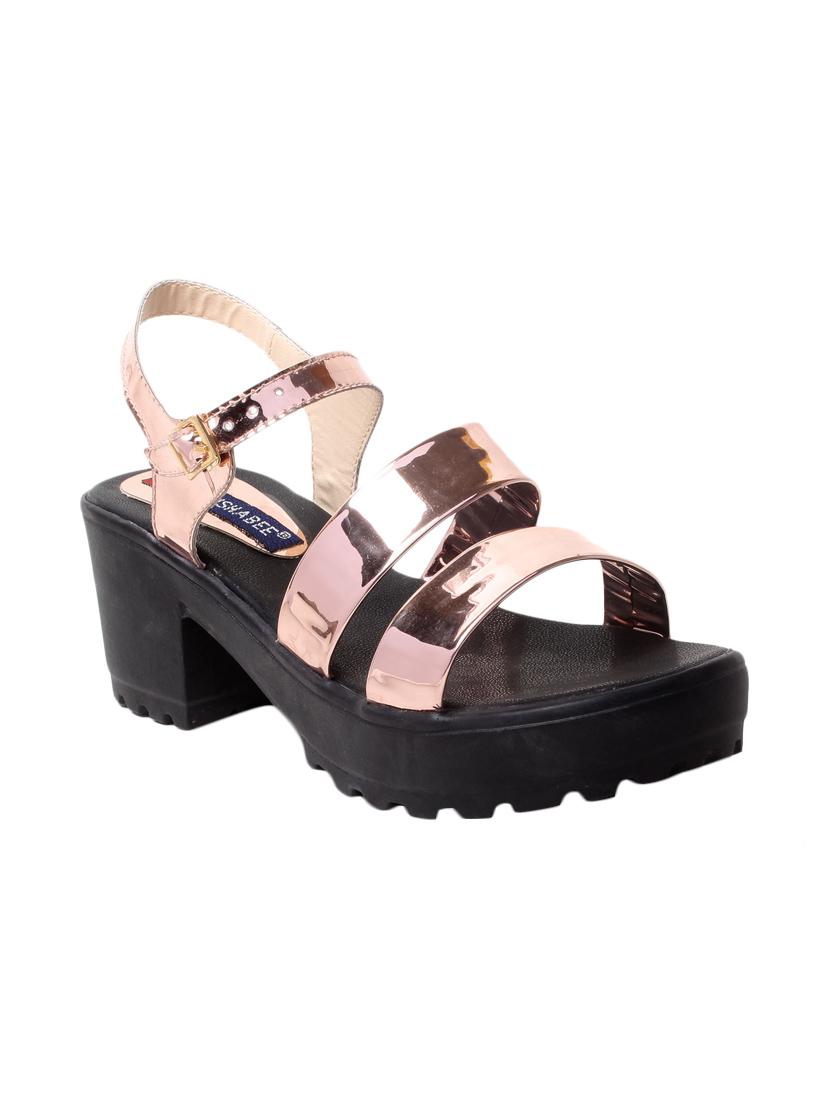 bronze leatherette ankle strap sandals - 13410882 - Zoom Image - 1