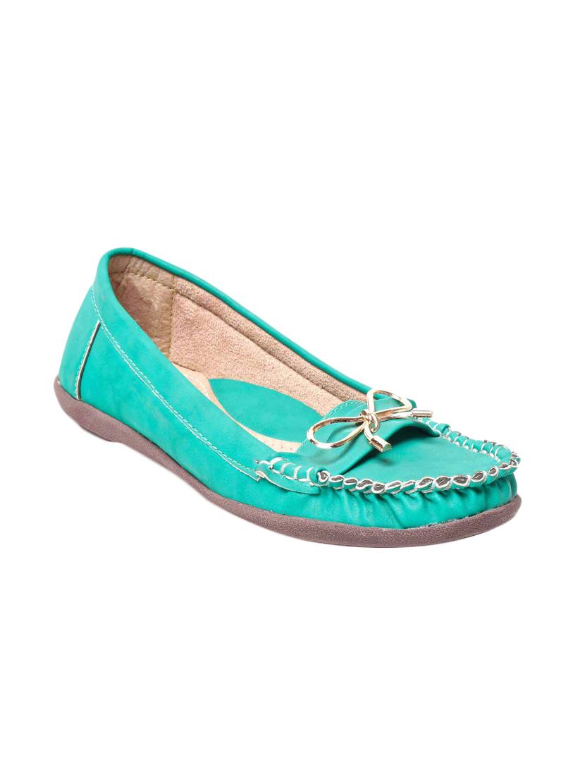 turquoise faux leather slip on moccasins - 13410890 - Zoom Image - 1